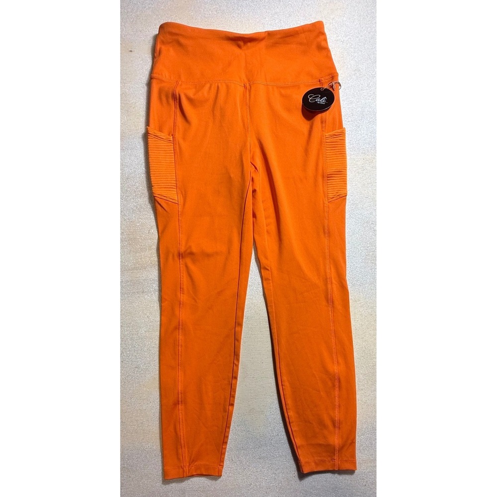 Cali Active Womens Burnt Orange Pocket Leggings High Waisted Size M New-2108